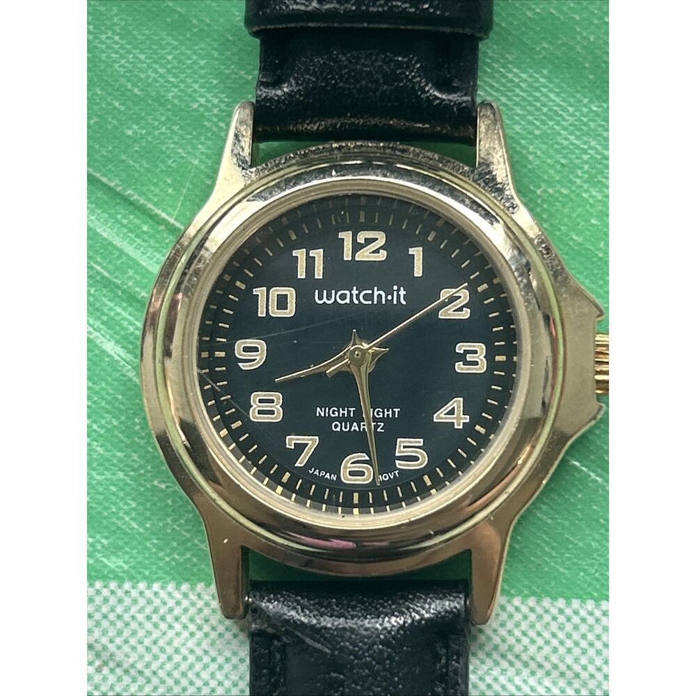 Watch It Black Dial Gold Tone Women’s Quartz Watch